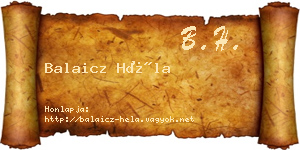 Balaicz Héla névjegykártya